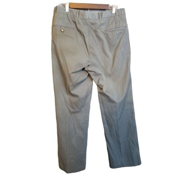 Lands' End Mens Size 34R Gray  Solid Straight Leg Chino Khaki Pants - Picture 4 of 10